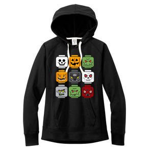 Spooky Halloween Building Brick Head Pumpkin Ghost Zombie Costume Women's Fleece Hoodie