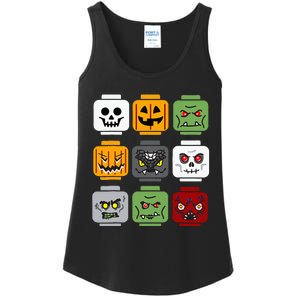 Spooky Halloween Building Brick Head Pumpkin Ghost Zombie Costume Ladies Essential Tank