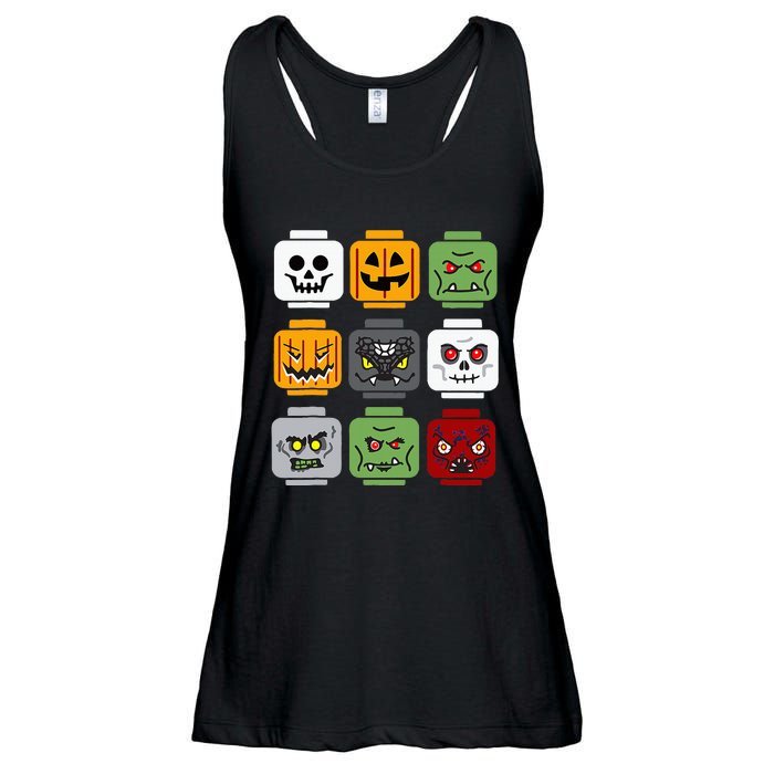 Spooky Halloween Building Brick Head Pumpkin Ghost Zombie Costume Ladies Essential Flowy Tank