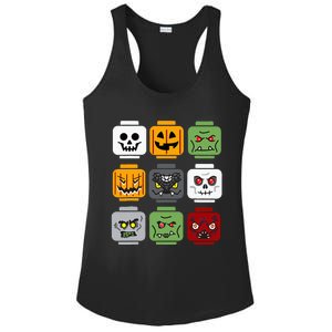 Spooky Halloween Building Brick Head Pumpkin Ghost Zombie Costume Ladies PosiCharge Competitor Racerback Tank