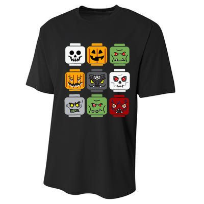 Spooky Halloween Building Brick Head Pumpkin Ghost Zombie Costume Performance Sprint T-Shirt