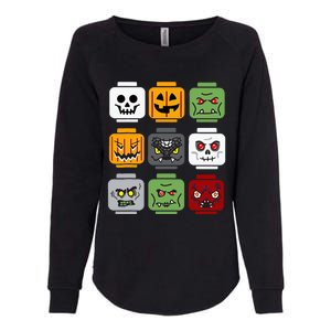 Spooky Halloween Building Brick Head Pumpkin Ghost Zombie Costume Womens California Wash Sweatshirt