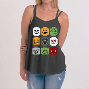 Spooky Halloween Building Brick Head Pumpkin Ghost Zombie Costume Women's Strappy Tank