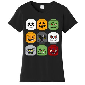 Spooky Halloween Building Brick Head Pumpkin Ghost Zombie Costume Women's T-Shirt