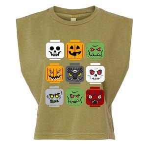 Spooky Halloween Building Brick Head Pumpkin Ghost Zombie Costume Garment-Dyed Women's Muscle Tee