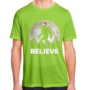 Santa Hat Bigfoot Believe Christmas Lights Rock Sasquatch Adult ChromaSoft Performance T-Shirt