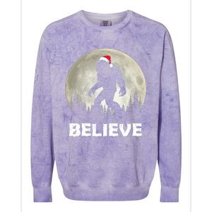 Santa Hat Bigfoot Believe Christmas Lights Rock Sasquatch Colorblast Crewneck Sweatshirt