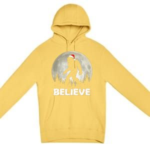 Santa Hat Bigfoot Believe Christmas Lights Rock Sasquatch Premium Pullover Hoodie