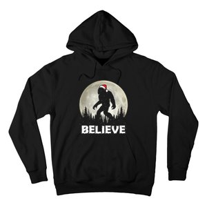 Santa Hat Bigfoot Believe Christmas Lights Rock Sasquatch Hoodie