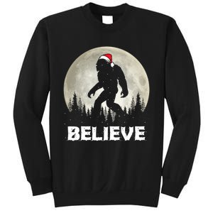 Santa Hat Bigfoot Believe Christmas Lights Rock Sasquatch Sweatshirt