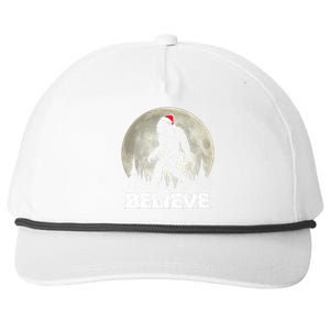 Santa Hat Bigfoot Believe Christmas Lights Rock Sasquatch Snapback Five-Panel Rope Hat