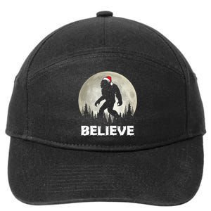 Santa Hat Bigfoot Believe Christmas Lights Rock Sasquatch 7-Panel Snapback Hat