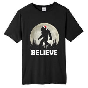 Santa Hat Bigfoot Believe Christmas Lights Rock Sasquatch Tall Fusion ChromaSoft Performance T-Shirt