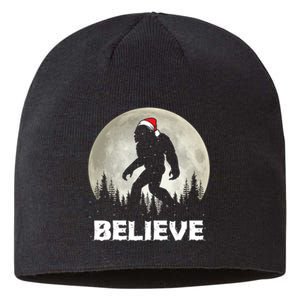 Santa Hat Bigfoot Believe Christmas Lights Rock Sasquatch Sustainable Beanie