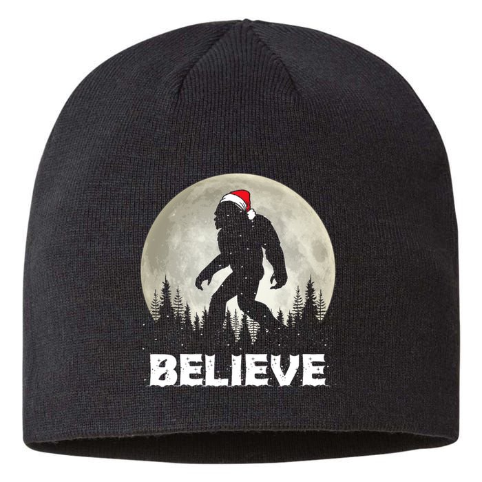 Santa Hat Bigfoot Believe Christmas Lights Rock Sasquatch Sustainable Beanie