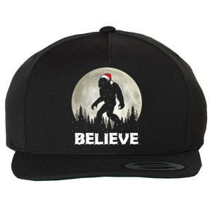 Santa Hat Bigfoot Believe Christmas Lights Rock Sasquatch Wool Snapback Cap