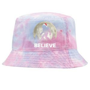 Santa Hat Bigfoot Believe Christmas Lights Rock Sasquatch Tie-Dyed Bucket Hat