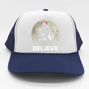 Santa Hat Bigfoot Believe Christmas Lights Rock Sasquatch Trucker Hat