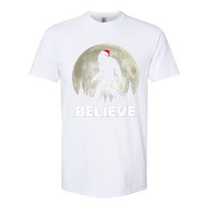 Santa Hat Bigfoot Believe Christmas Lights Rock Sasquatch Softstyle CVC T-Shirt