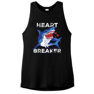 Shark Heart Breaker Valentine's Day Crazy Shark Gift Ladies PosiCharge Tri-Blend Wicking Tank