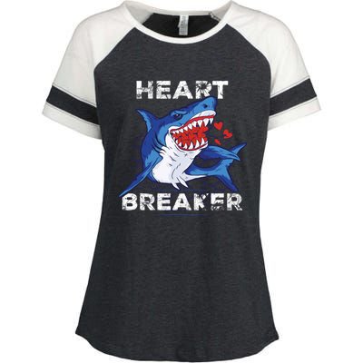 Shark Heart Breaker Valentine's Day Crazy Shark Gift Enza Ladies Jersey Colorblock Tee