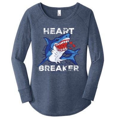 Shark Heart Breaker Valentine's Day Crazy Shark Gift Women's Perfect Tri Tunic Long Sleeve Shirt