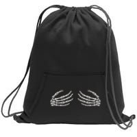 Skeleton Hands Breast Halloween Sweatshirt Cinch Pack Bag