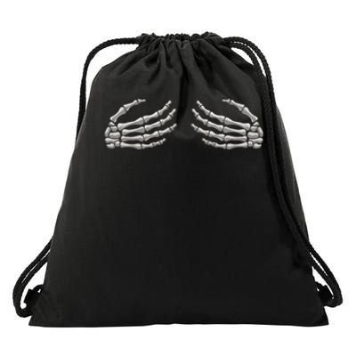 Skeleton Hands Breast Halloween Drawstring Bag