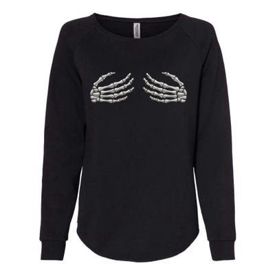 Skeleton Hands Breast Halloween Womens California Wash Sweatshirt