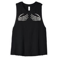 Skeleton Hands Breast Halloween Women's Racerback Cropped Tank