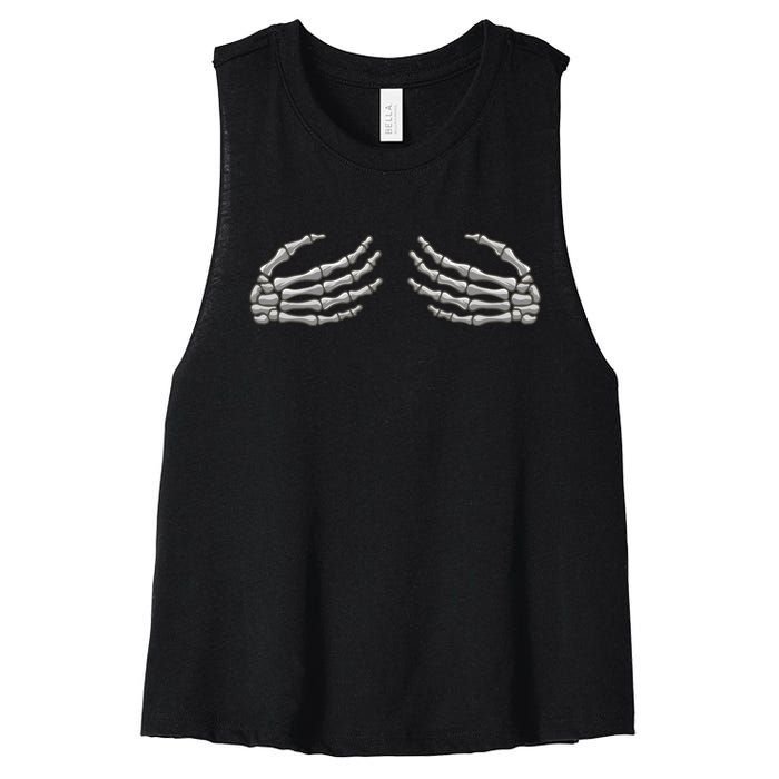 Skeleton Hands Breast Halloween Women's Racerback Cropped Tank