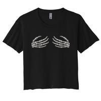 Skeleton Hands Breast Halloween Women's Crop Top Tee