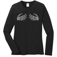 Skeleton Hands Breast Halloween Ladies Long Sleeve Shirt