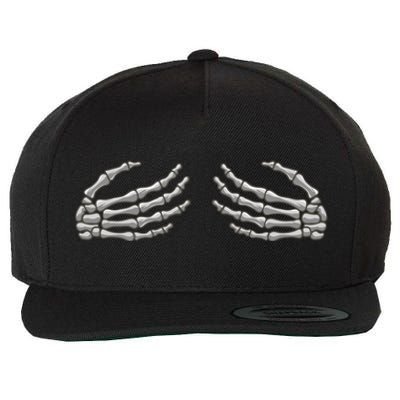 Skeleton Hands Breast Halloween Wool Snapback Cap