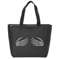 Skeleton Hands Breast Halloween Zip Tote Bag