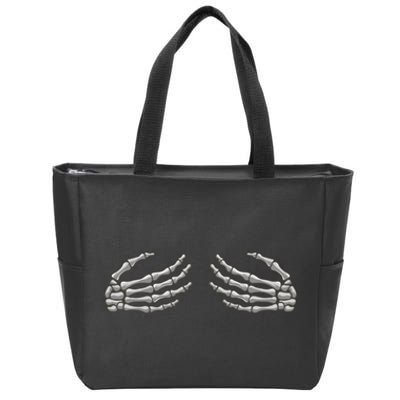 Skeleton Hands Breast Halloween Zip Tote Bag