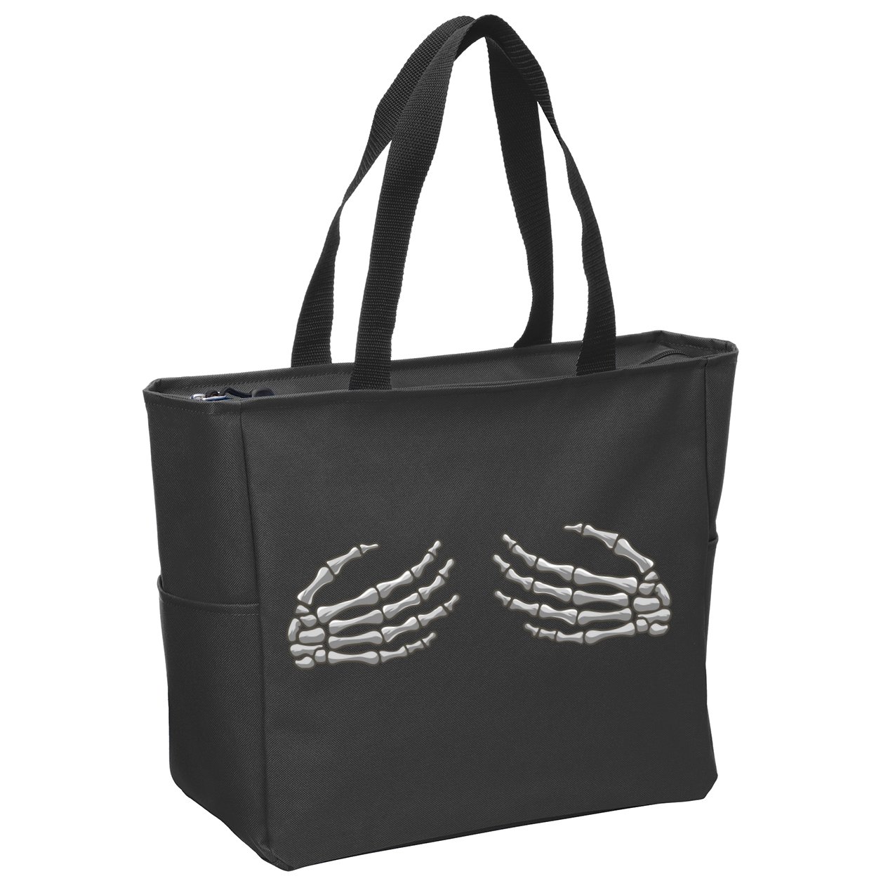 Skeleton Hands Breast Halloween Zip Tote Bag