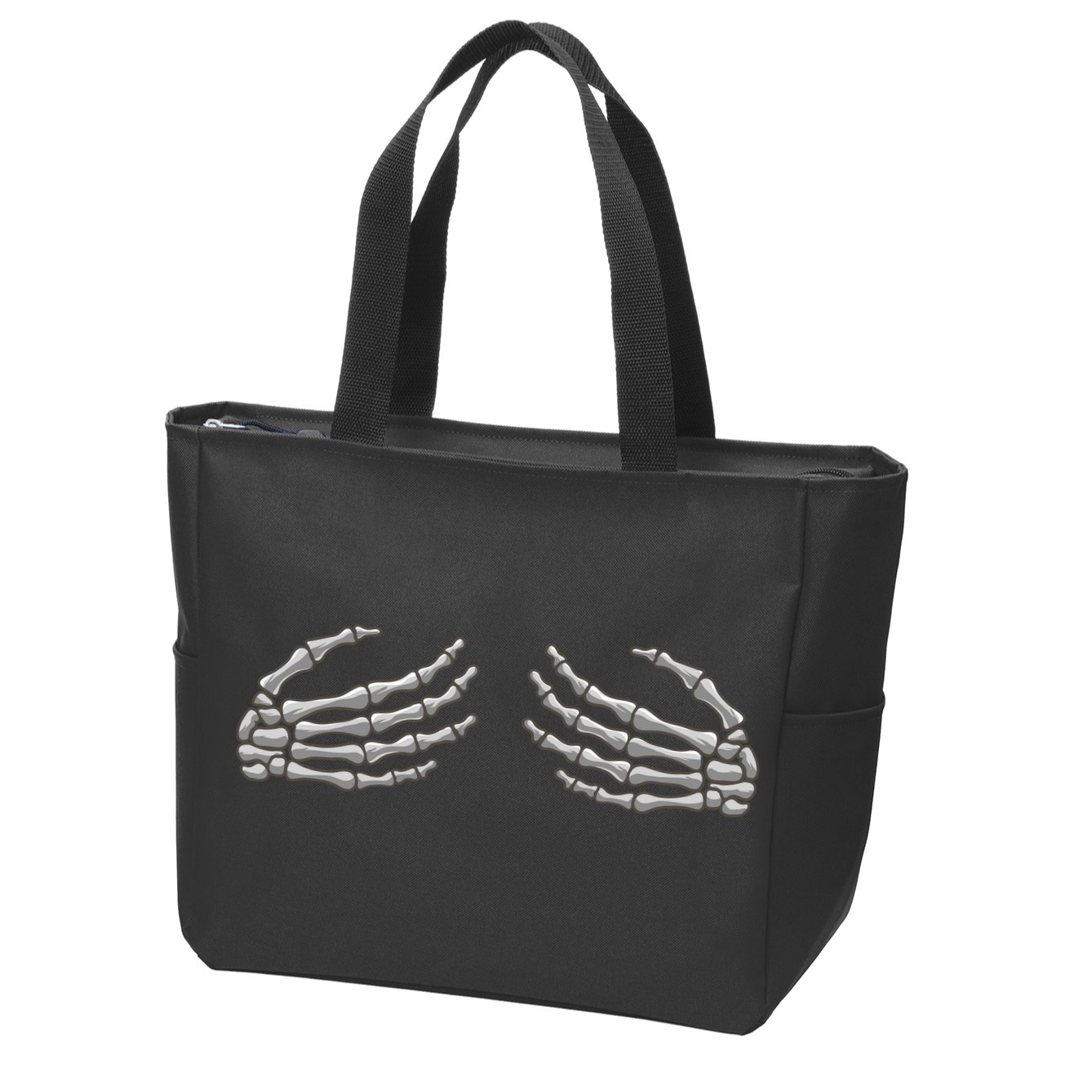 Skeleton Hands Breast Halloween Zip Tote Bag