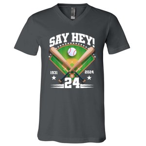 Say Hey Baseball Legend Willie Mays Tribute 1931 2024 V-Neck T-Shirt