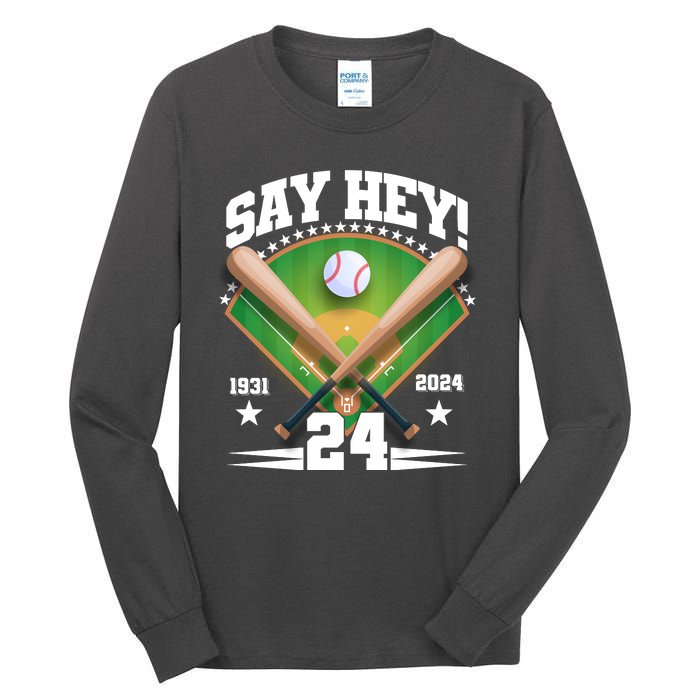 Say Hey Baseball Legend Willie Mays Tribute 1931 2024 Tall Long Sleeve T-Shirt