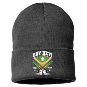 Say Hey Baseball Legend Willie Mays Tribute 1931 2024 Sustainable Knit Beanie