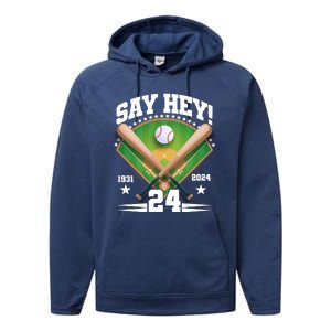 Say Hey Baseball Legend Willie Mays Tribute 1931 2024 Performance Fleece Hoodie