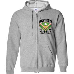 Say Hey Baseball Legend Willie Mays Tribute 1931 2024 Full Zip Hoodie