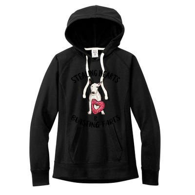 Stealing Hearts Blasting Farts Bull Terrier Valentines Day Great Gift Women's Fleece Hoodie