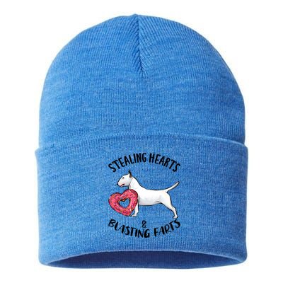 Stealing Hearts Blasting Farts Bull Terrier Valentines Day Gift Sustainable Knit Beanie