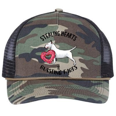 Stealing Hearts Blasting Farts Bull Terrier Valentines Day Gift Retro Rope Trucker Hat Cap