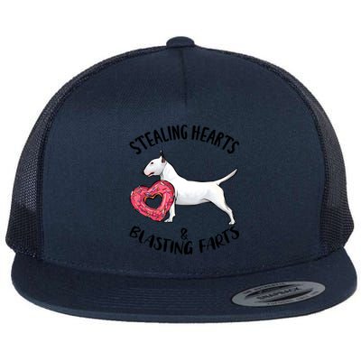 Stealing Hearts Blasting Farts Bull Terrier Valentines Day Gift Flat Bill Trucker Hat