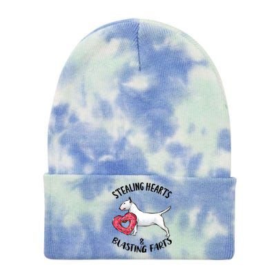 Stealing Hearts Blasting Farts Bull Terrier Valentines Day Gift Tie Dye 12in Knit Beanie