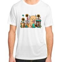 Scottish Highland Cow Print Drinking Coffee Cactus Sunflower Adult ChromaSoft Performance T-Shirt