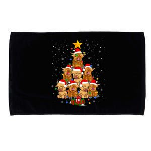 Scottish Highland Cow Christmas Tree Funny Cow Lover Xmas Microfiber Hand Towel